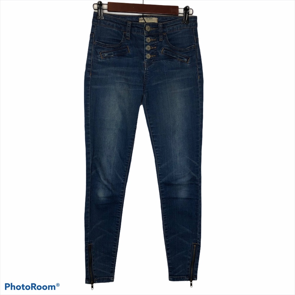 Free People High Rise Button Fly Skinny Jeans 24